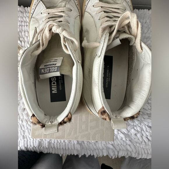 Golden Goose Mid Star Off White Sneakers Leopard Fur Heel - Picture 9 of 14